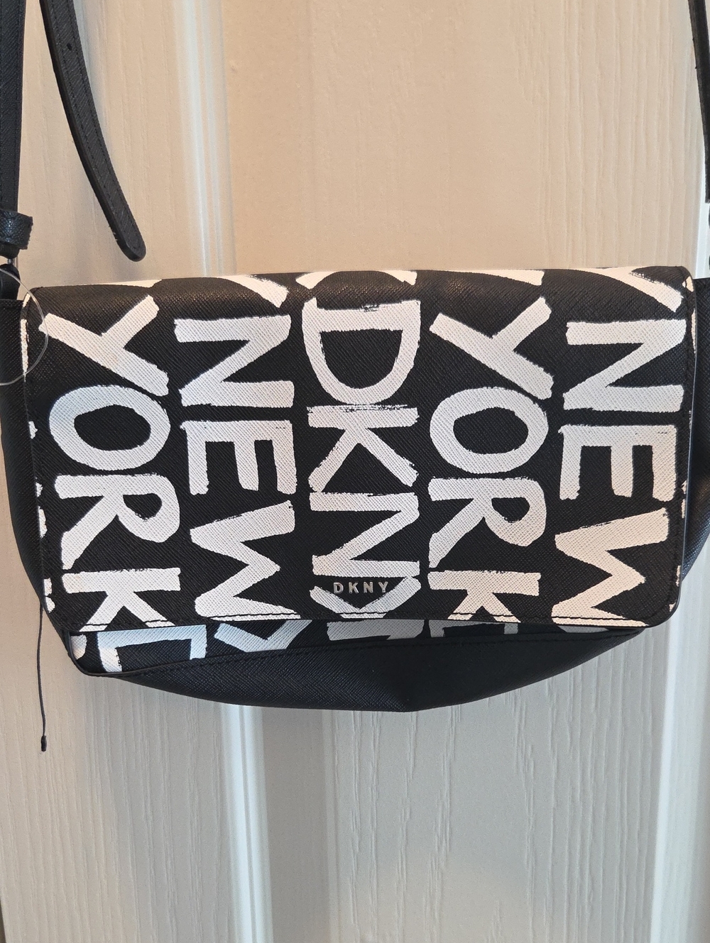 DKNY Black & White Logo Print Crossbody